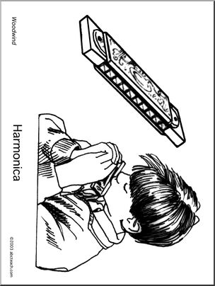 Coloring Page: Harmonica