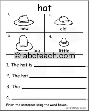 Beginning Writing Practice, Set 8 (hat)