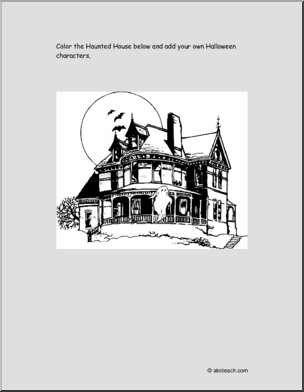 Coloring Page: Halloween – Haunted House 2