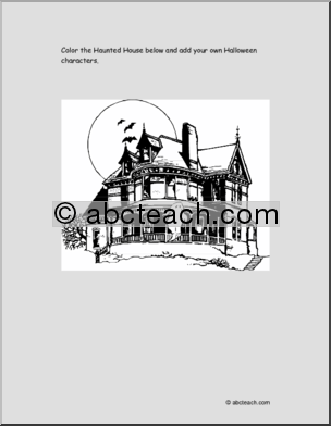 Coloring Page: Halloween – Haunted House 2