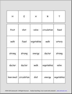 Bingo: Healthy Heart (elem/upper/middle)