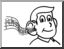 Clip Art: Basic Words: Hear (coloring page)