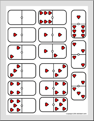 Dominoes:  Heart Theme (color)