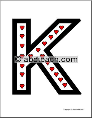 Alphabet Letter Patterns: Valentine theme I-Q (upper case, color)