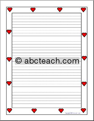 Writing Paper: Hearts (upper elementary)
