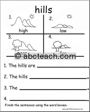 Beginning Writing Practice, Set 9 (hills)