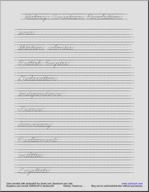 Handwriting Practice: American Revolution – Cursive (DN-Style Font)