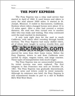 Mini-Unit: Pony Express (elementary)