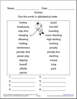 Hockey Terminology ABC Order