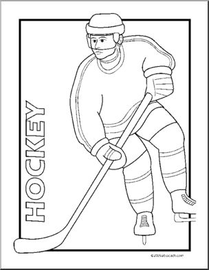 Clip Art: Ice Hockey (coloring page)