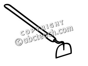 Clip Art: Basic Words: Hoe (coloring page)