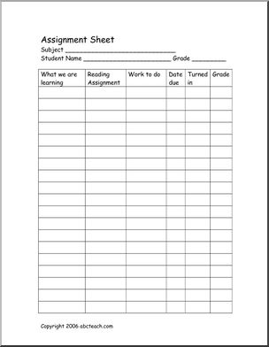 Assignment Sheet (homeschool)