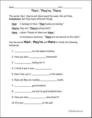 There, They’re, Their (elem) Worksheet