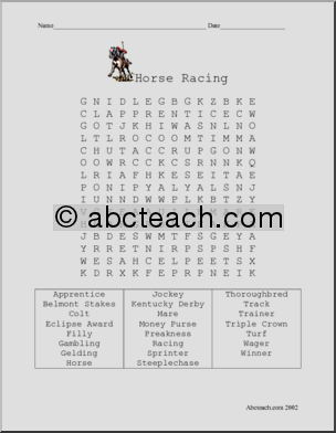 Word Search: Horse Racing