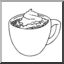 Clip Art: Hot Chocolate (coloring page)