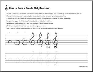 Instructions: How to Draw a Treble Clef (one line)