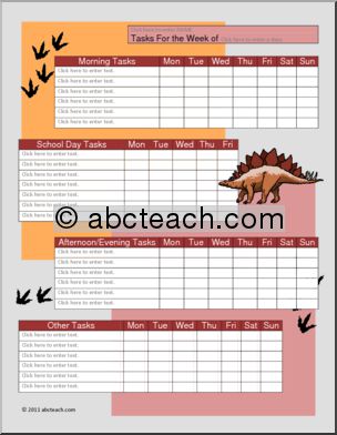 Chart: Homeschool Type-in Daily Tasks Stegosaurus Theme