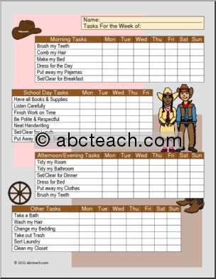 Chart: Homeschool Daily Tasks Western Theme