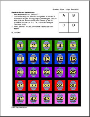Hundred Board: Easter Egg Hundred Counting Board (color) (k-1)