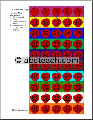 Hundred Board Tiles – Apples (color)