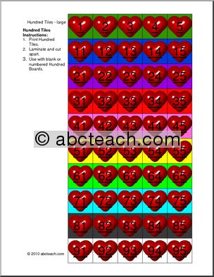 Heart Tiles to One Hundred (color) Hundred Tiles