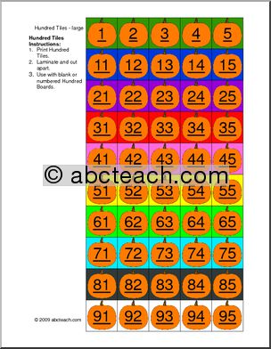 Hundred Board Tiles – Pumpkins (color)