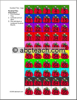 Hundred Board Tiles – Christmas Santa Bag (color)