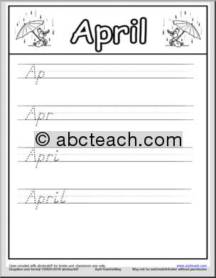Handwriting Packet: April – DN-Style Font Manuscript