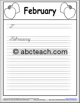 Handwriting Packet: February – DN-Style Font Cursive