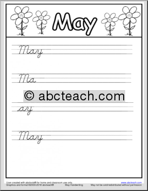 Handwriting Packet: May – DN-Style Font Cursive