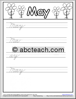 Handwriting Packet: May – ZB-Style Font Cursive
