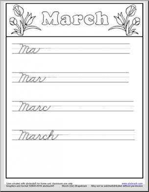 Handwriting Packet: March – ZB-Style Font Cursive