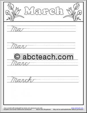 Handwriting Packet: March – ZB-Style Font Cursive