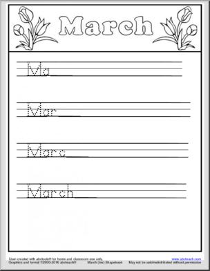 Handwriting Packet: March – ZB-Style Font Manuscript
