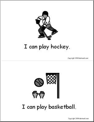 Early Readers: "I Can...." (sports- B/w) | Abcteach