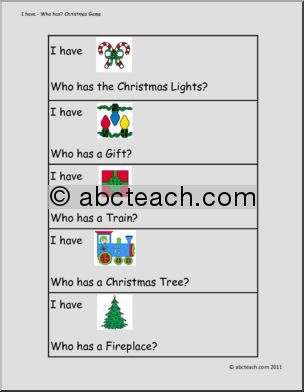 Game: Christmas Theme” I have…Who has?” (color) (primary/elem)