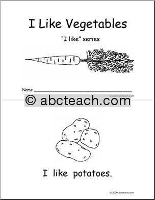 Early Reader: “I like… ” (vegetables-  b/w)