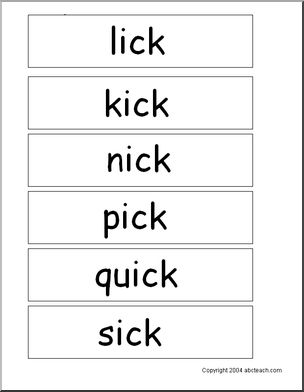“ick” words’ Word Wall
