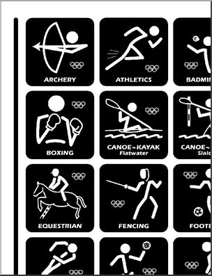Large Poster: Summer Olympics Icons (4 page) – b/w