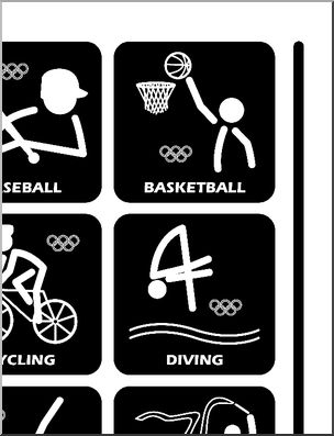 Large Poster: Summer Olympics Icons (9 page) – b/w