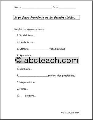 Spanish: Escritura – Si fuera presidente … (elementaria/secundaria)