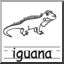 Clip Art: Basic Words: Iguana B&W (poster)