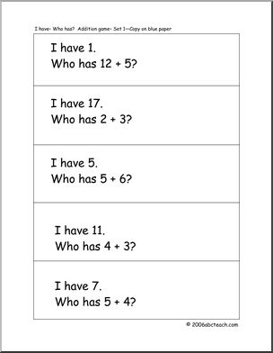 Addition (set 1) Math Game