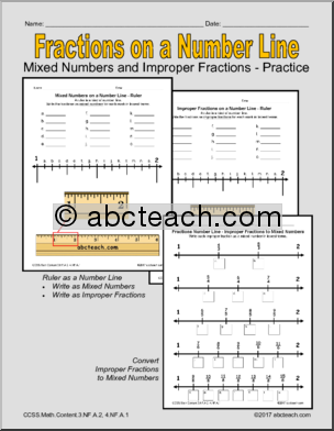 Mat Fractions Mixed Numbers & Improper Fractions on a Number Line Common Core