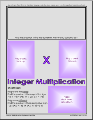 Math Game: Integer Multiplication Card Mat (1-player)