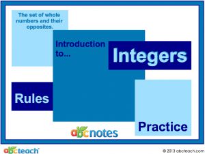 Interactive: Notebook: Introduction to Integers (7th grade)