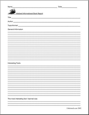 Book Report Form: Wetlands