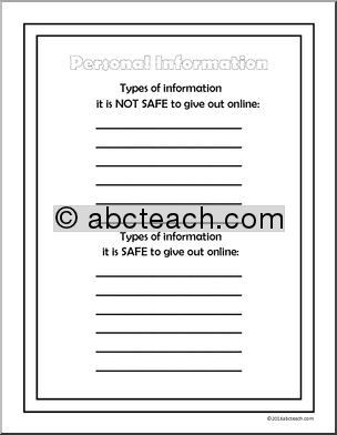 Technology: Internet Safety Booklet (upper elem)