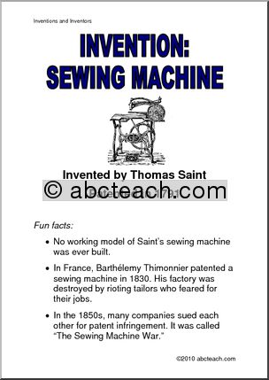 Poster: Invention Ã± Sewing Machine