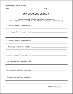Special Needs: Recognizing Universal Job Skills 4: Practice (secondary)